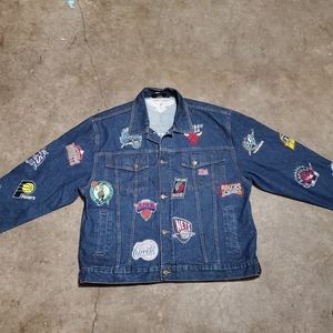 Vintage UNK NBA embroidered DENIM JACKET sz xl